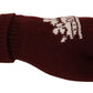 Elegant Red Cashmere Gloves with Crown Motif