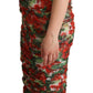 Elegant Red Floral Midi Sheath Dress