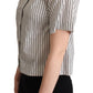 Chic Monochrome Striped Polo Shirt