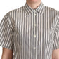 Elegant Striped Cotton Polo Top