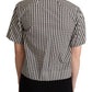 Elegant Black and White Patterned Cotton Polo