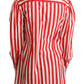 Elegant Red and White Stripe Cotton Polo Top