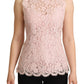 Elegant Pink Lace Sleeveless Blouse