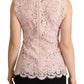 Elegant Pink Lace Sleeveless Blouse