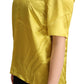 Elegant Silk Short Sleeve Blouse Top - Yellow