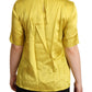 Elegant Silk Short Sleeve Blouse Top - Yellow