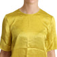 Elegant Silk Short Sleeve Blouse Top - Yellow