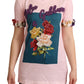 Elegant Floral Rose Applique T-Shirt