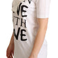 Chic White Love Motif Silk-Blend Tee