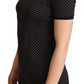 Polka Dotted Black Short Sleeve Crewneck Top