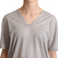 Elegant Gray V-Neck Cotton Tee