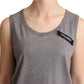 Elegant Gray Cotton Jersey Sleeveless Tank