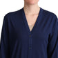 Elegant Virgin Wool Blue Cardigan