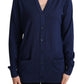 Elegant Virgin Wool Blue Cardigan