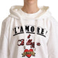 White L'Amore Motive Hooded Sweater