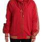 Radiant Red Cotton Full Zip Hooded Jacket