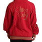 Radiant Red Cotton Full Zip Hooded Jacket