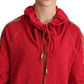 Radiant Red Cotton Full Zip Hooded Jacket