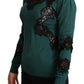 Elegant Green Pullover with Black Lace Detail