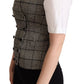 Elegant Checkered Gray Silk Blend Vest