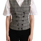 Elegant Checkered Gray Silk Blend Vest