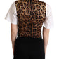 Chic Black Leopard Print Waistcoat