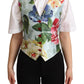 Elegant Floral Print Silk Waistcoat