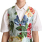 Elegant Floral Print Silk Waistcoat