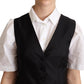 Elegant Silk Blend Black Waistcoat