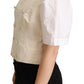 Beige Silk Blend Sleeveless Vest Luxury Waistcoat