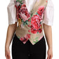 Elegant Floral Beige Sleeveless Vest