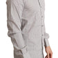 Elegant Gray Striped Slim Fit Dress Shirt