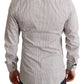 Elegant Gray Striped Slim Fit Dress Shirt