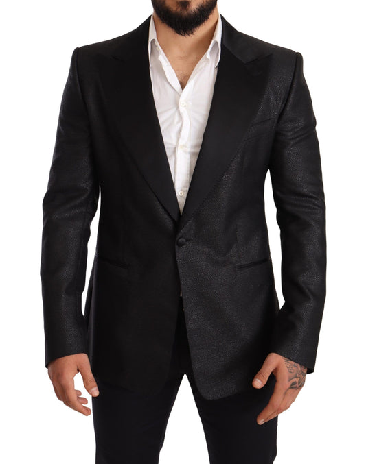 Elegant Black Metallic Slim Fit Blazer Jacket