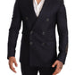 Elegant Navy Cashmere Silk Blend Blazer