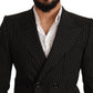 Elegant Striped Wool Blazer with Silk Lining