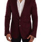 Elegant Maroon Bordeaux Cashmere Blazer