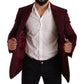 Elegant Maroon Bordeaux Cashmere Blazer