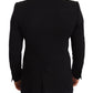 Elegant Slim Fit Black Cotton Blazer