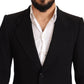 Elegant Slim Fit Black Cotton Blazer