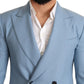 Elegant Blue Cashmere-Silk Men's Blazer