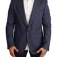 Elegant Slim Fit Blue Striped Wool Blazer