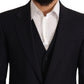 Elegant Dark Blue Wool Blend Martini Suit