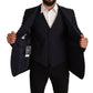 Elegant Dark Blue Wool Blend Martini Suit