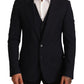 Elegant Dark Blue Wool Blend Martini Suit