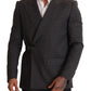 Chic Gray Check Martini Slim Fit Double-Breasted Blazer