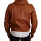 Elegant Brown Leather Bomber Jacket