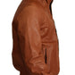 Elegant Brown Leather Bomber Jacket