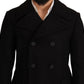 Elegant Black Double Breasted Trench Coat