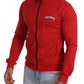 Elegant Red Full Zip Sweater with DG Motor Club Motif